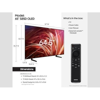 SAMSUNG 65-Inch Class OLED 4K S85D Series HDR Smart TV w/Dolby Atmos, Object Tracking Sound Lite, Contour Design, Motion Xcelerator, Real Depth Enhancer, Alexa Built-in (QN65S85D, 2024 Model)