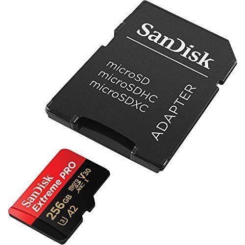 SanDisk 256GB Extreme PRO® microSD™ UHS-I Card with Adapter C10, U3, V30, A2, 200MB/s Read 140MB/s Write SDSQXCD-256G-GN6MA