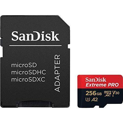 SanDisk 256GB Extreme PRO® microSD™ UHS-I Card with Adapter C10, U3, V30, A2, 200MB/s Read 140MB/s Write SDSQXCD-256G-GN6MA