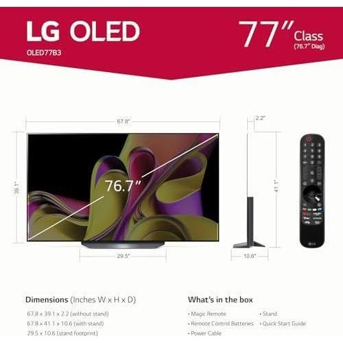 LG B3 Series 77-Inch Class OLED Smart TV OLED77B3PUA, 2023 - AI-Powered 4K TV, Alexa Built-in, Black