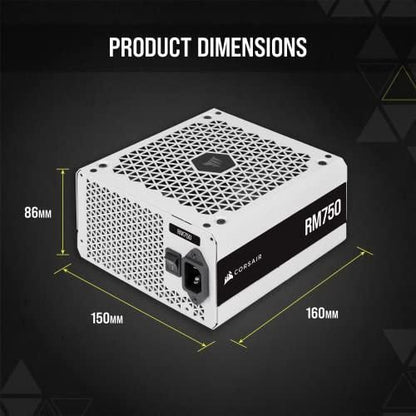 CORSAIR 750W 80 Plus Gold Fully Modular ATX Power Supply, White - RM Series