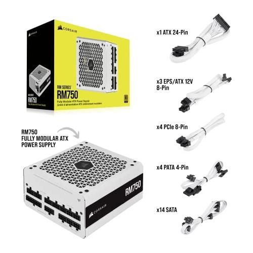 CORSAIR 750W 80 Plus Gold Fully Modular ATX Power Supply, White - RM Series