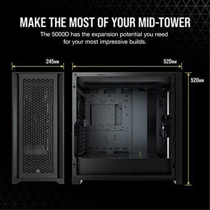 Corsair 5000D Airflow Tempered Glass Mid-Tower ATX PC Case - Black