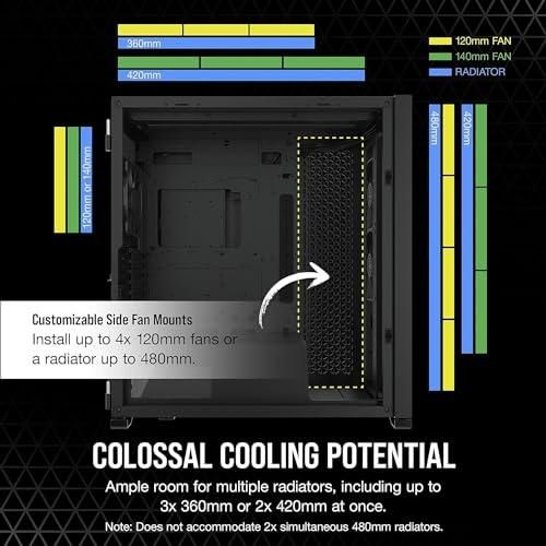 CORSAIR 7000D AIRFLOW Full-Tower ATX PC Case – High-Airflow Front Panel – Spacious Interior – Easy Cable Management – 3x 140mm AirGuide Fans with PWM Repeater Included – Black