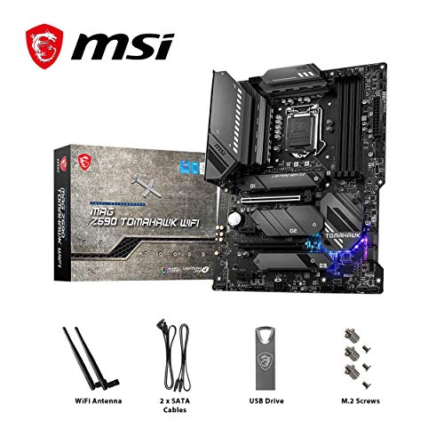 MSI MAG Z590 TOMAHAWK WIFI Gaming Motherboard (ATX, 11th/10th Gen Intel Core, LGA 1200 Socket, DDR4, PCIe 4, CFX, M.2 Slots, USB 3.2 Gen 2, Wi-Fi 6E, DP/HDMI, Mystic Light RGB)