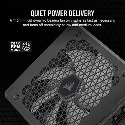 Corsair HX1000i Fully Modular Ultra-Low Noise ATX Power Supply - ATX 3.0 & PCIe 5.0 Compliant - Fluid Dynamic Bearing Fan - CORSAIR iCUE Software Compatible - 80 Plus Platinum Efficiency - Black