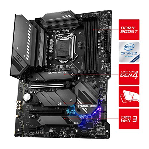 MSI MAG Z590 TOMAHAWK WIFI Gaming Motherboard (ATX, 11th/10th Gen Intel Core, LGA 1200 Socket, DDR4, PCIe 4, CFX, M.2 Slots, USB 3.2 Gen 2, Wi-Fi 6E, DP/HDMI, Mystic Light RGB)