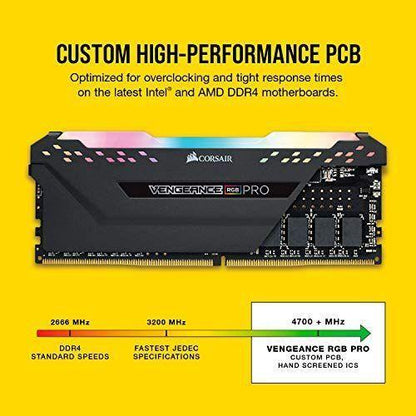 Corsair VENGEANCE RGB PRO DDR4 16GB (2x8GB) 3200MHz CL16 Intel XMP 2.0 iCUE Compatible Computer Memory - Black (CMW16GX4M2C3200C16)