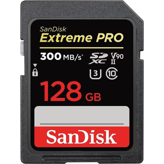 SanDisk 128GB Extreme PRO SDXC UHS-II Memory Card - C10, U3, V90, 8K, 4K, Full HD Video, SD Card - SDSDXDK-128G-GN4IN