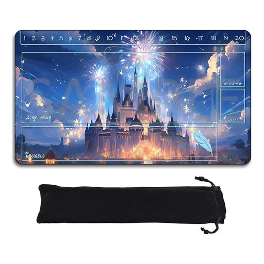 Lorcana Playmats Compatible TCG 24x14 Inches Gaming Mat, Non-Slip Rubber with Zones Play Mat and Free Storage Bag (DIS10)