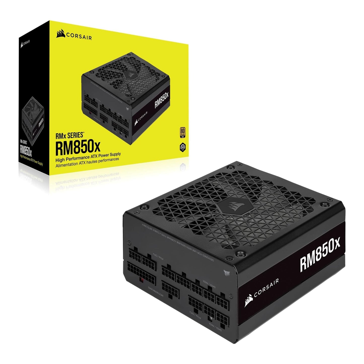 CORSAIR RM850x Fully Modular ATX Power Supply - 80 PLUS Gold - Low-Noise Fan - Zero RPM - Black