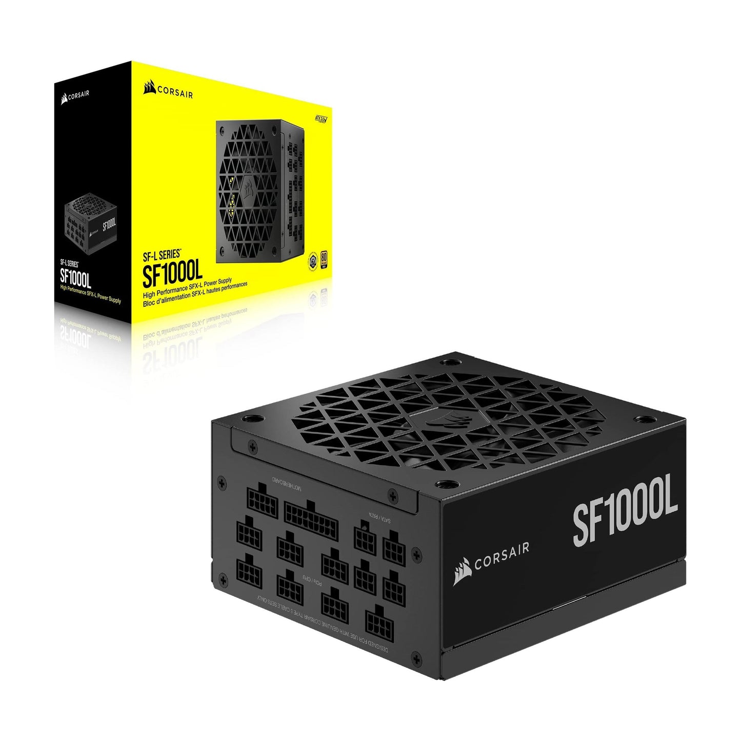 Corsair 1000W Fully Modular SFX Power Supply - ATX 3.0, PCIe 5.0, Quiet 120mm Fan, 80 Plus Gold, Zero RPM Mode, 105°C Capacitors - Black (Renewed)