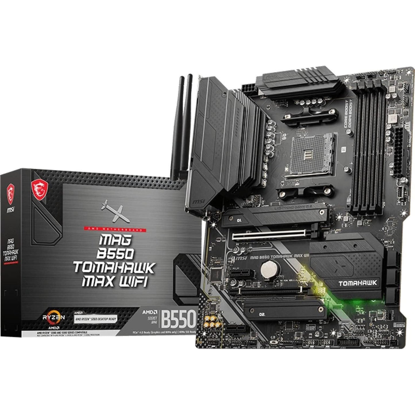 MSI MAG B550 Tomahawk MAX WiFi Gaming Motherboard (AMD Ryzen 5000 Series, AM4, DDR4, PCIe 4.0, SATA 6Gb/s, M.2, USB 3.2 Gen 2, HDMI/DP, Wi-Fi 6E, Bluetooth 5.2, 2.5Gbps LAN, ATX)