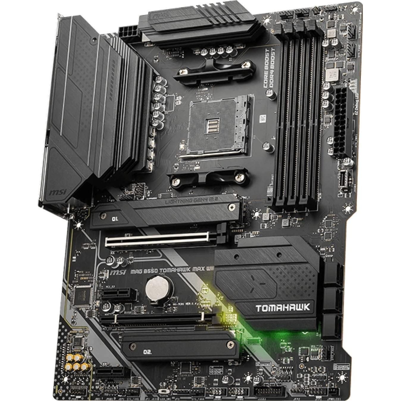 MSI MAG B550 Tomahawk MAX WiFi Gaming Motherboard (AMD Ryzen 5000 Series, AM4, DDR4, PCIe 4.0, SATA 6Gb/s, M.2, USB 3.2 Gen 2, HDMI/DP, Wi-Fi 6E, Bluetooth 5.2, 2.5Gbps LAN, ATX)