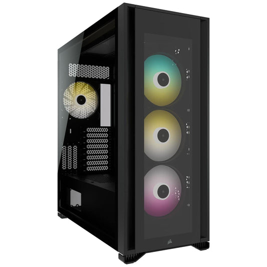 CORSAIR iCUE 7000X RGB Full-Tower ATX PC Case – Three Tempered Glass Panels – Spacious Interior – Easy Cable Management – 4x CORSAIR SP140 RGB ELITE Fans Included – Black