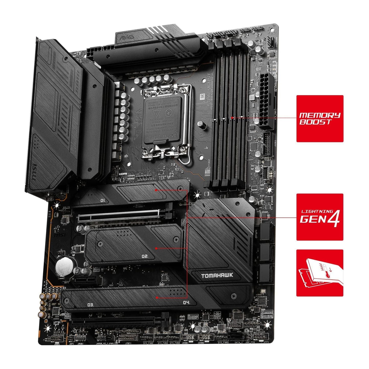 MSI MAG Z790 Tomahawk WiFi Gaming Motherboard (Supports 12th/13th/14th Gen Intel Processors, LGA 1700, DDR5, PCIe 5.0, M.2, 2.5Gbps LAN, USB 3.2 Gen2, HDMI/DP, Wi-Fi 6E, Bluetooth 5.3, ATX)