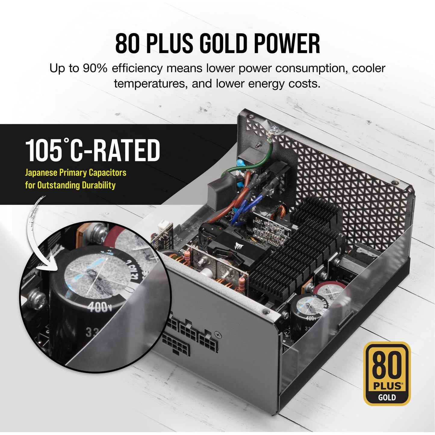 CORSAIR RM850x Fully Modular ATX Power Supply - 80 PLUS Gold - Low-Noise Fan - Zero RPM - Black