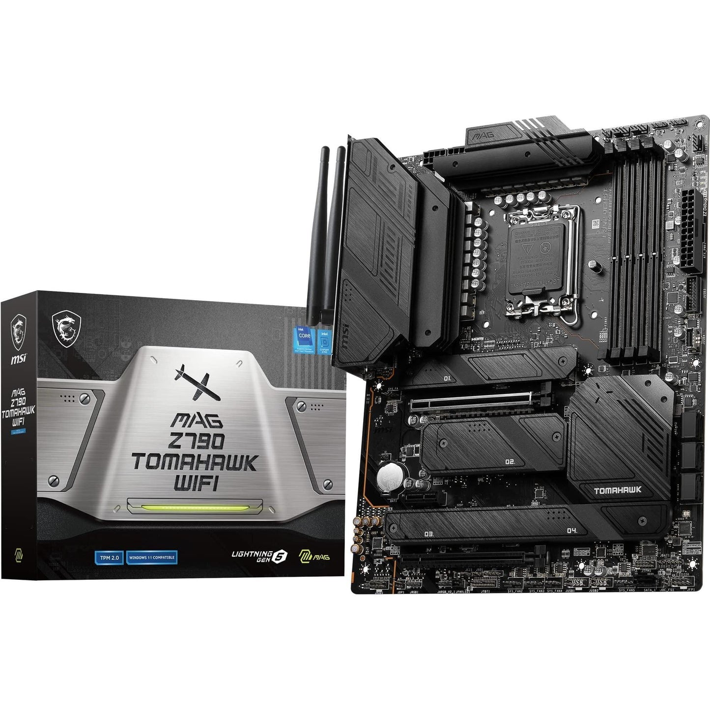 MSI MAG Z790 Tomahawk WiFi Gaming Motherboard (Supports 12th/13th/14th Gen Intel Processors, LGA 1700, DDR5, PCIe 5.0, M.2, 2.5Gbps LAN, USB 3.2 Gen2, HDMI/DP, Wi-Fi 6E, Bluetooth 5.3, ATX)