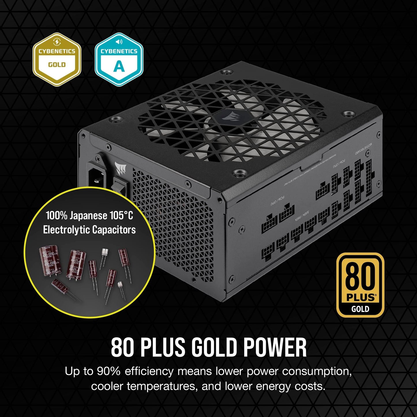 Corsair RM1000x Shift Fully Modular ATX Power Supply - Modular Side Interface - ATX 3.0 & PCIe 5.0 Compliant - Zero RPM Fan Mode - 105°C-Rated Capacitors - 80 Plus Gold Efficiency - Black (Renewed)