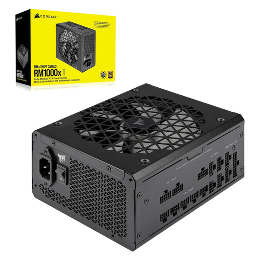 Corsair RM1000x Shift Fully Modular ATX Power Supply - Modular Side Interface - ATX 3.0 & PCIe 5.0 Compliant - Zero RPM Fan Mode - 105°C-Rated Capacitors - 80 Plus Gold Efficiency - Black (Renewed)