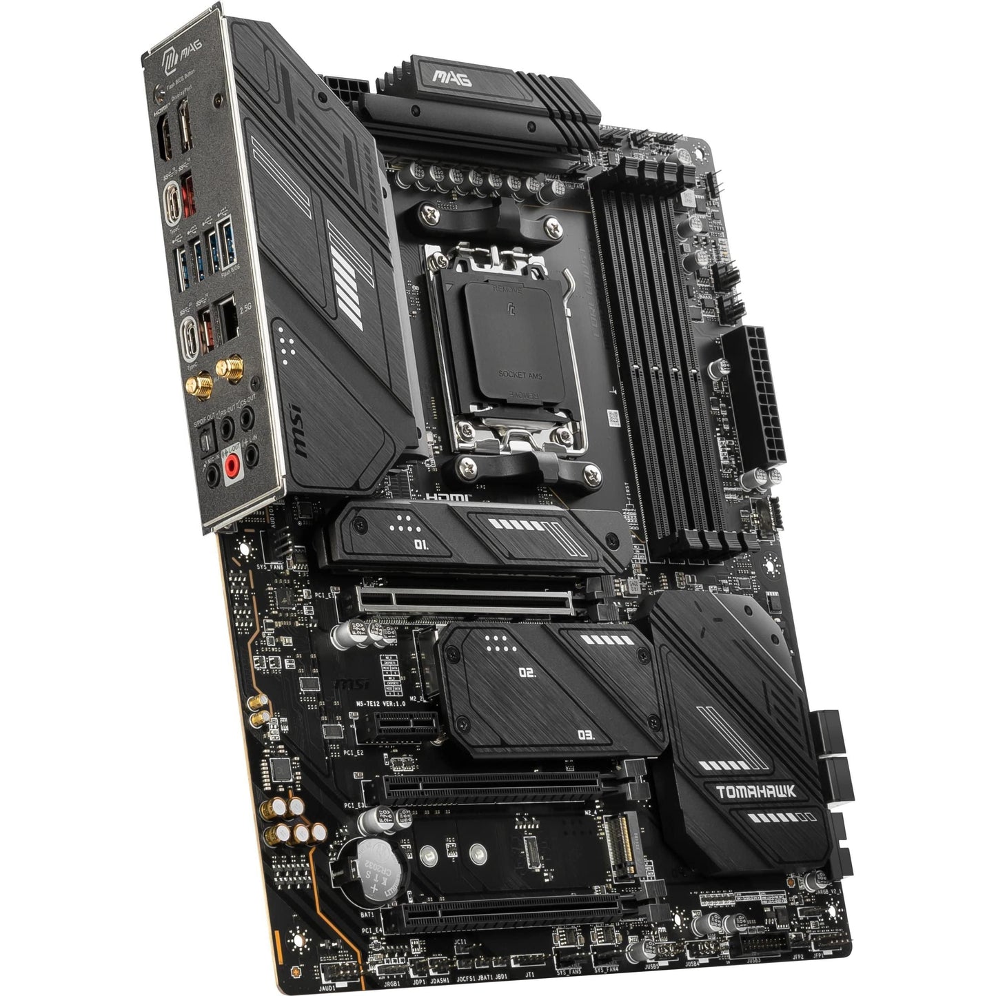 MSI MAG X670E Tomahawk WiFi Gaming Motherboard (AMD Ryzen 8000/7000, AM5, DDR5, PCIe 5.0, SATA 6Gb/s, M.2, USB 3.2 Gen 2, Wi-Fi 6E, Bluetooth 5.3, 2.5Gbps LAN, HDMI/DP, ATX)