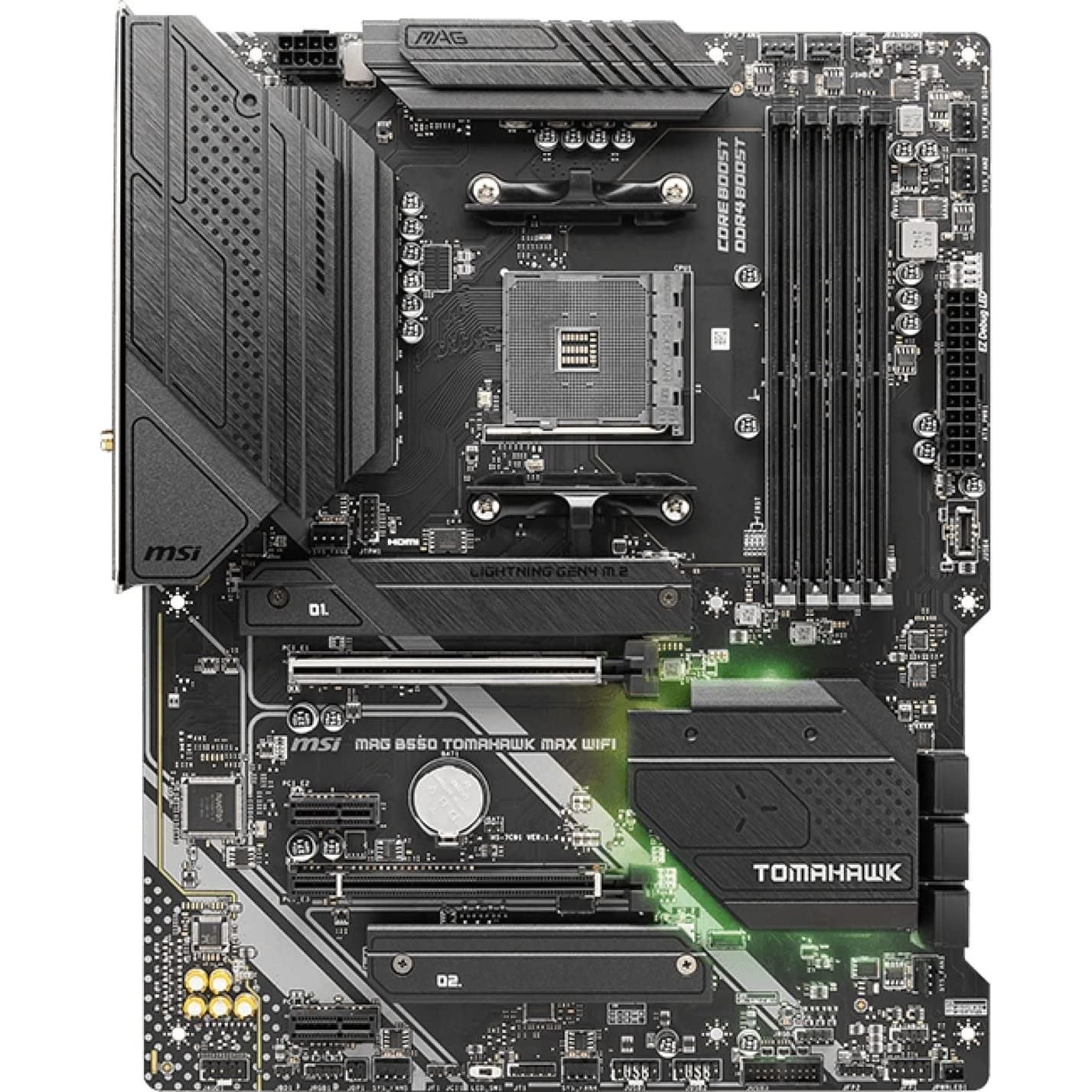 MSI MAG B550 Tomahawk MAX WiFi Gaming Motherboard (AMD Ryzen 5000 Series, AM4, DDR4, PCIe 4.0, SATA 6Gb/s, M.2, USB 3.2 Gen 2, HDMI/DP, Wi-Fi 6E, Bluetooth 5.2, 2.5Gbps LAN, ATX)