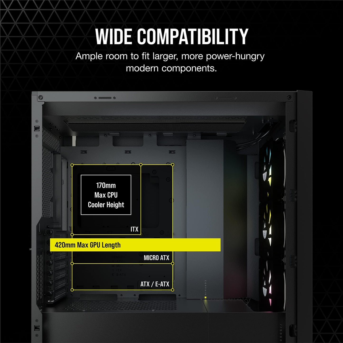 Corsair iCUE 5000X RGB Tempered Glass Mid-Tower ATX PC Smart Case - Black