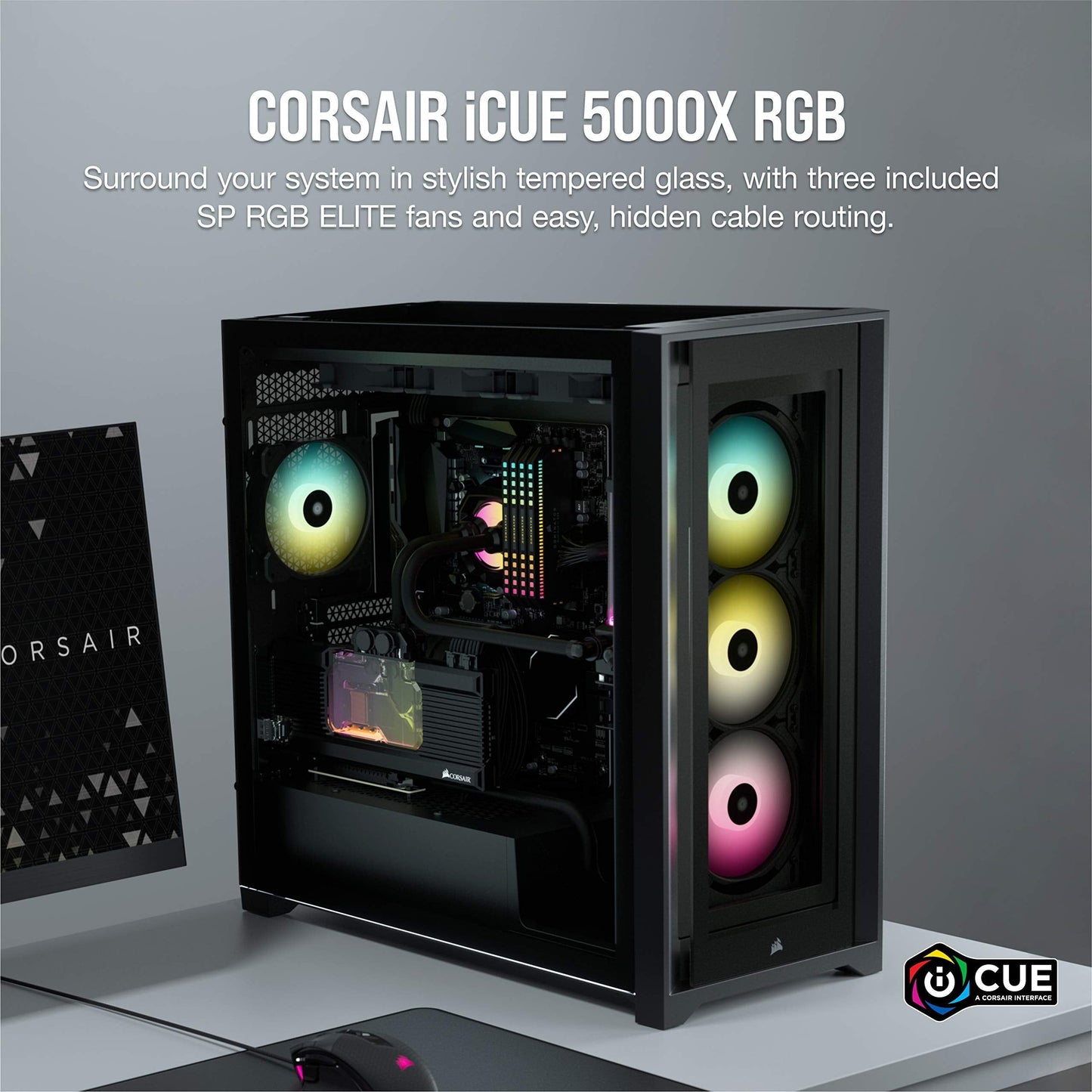 Corsair iCUE 5000X RGB Tempered Glass Mid-Tower ATX PC Smart Case - Black