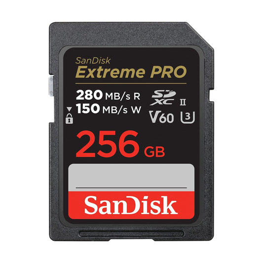 SanDisk 256GB Extreme PRO SDXC UHS-II Memory Card - C10, U3, V60, 6K, 4K UHD, SD Card - SDSDXEP-256G-GN4IN