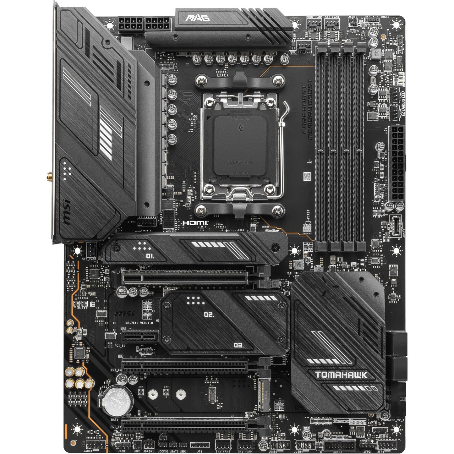 MSI MAG X670E Tomahawk WiFi Gaming Motherboard (AMD Ryzen 8000/7000, AM5, DDR5, PCIe 5.0, SATA 6Gb/s, M.2, USB 3.2 Gen 2, Wi-Fi 6E, Bluetooth 5.3, 2.5Gbps LAN, HDMI/DP, ATX)